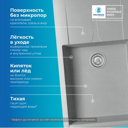 Мойка кухонная POLYGRAN GALS 862 (серый №14)